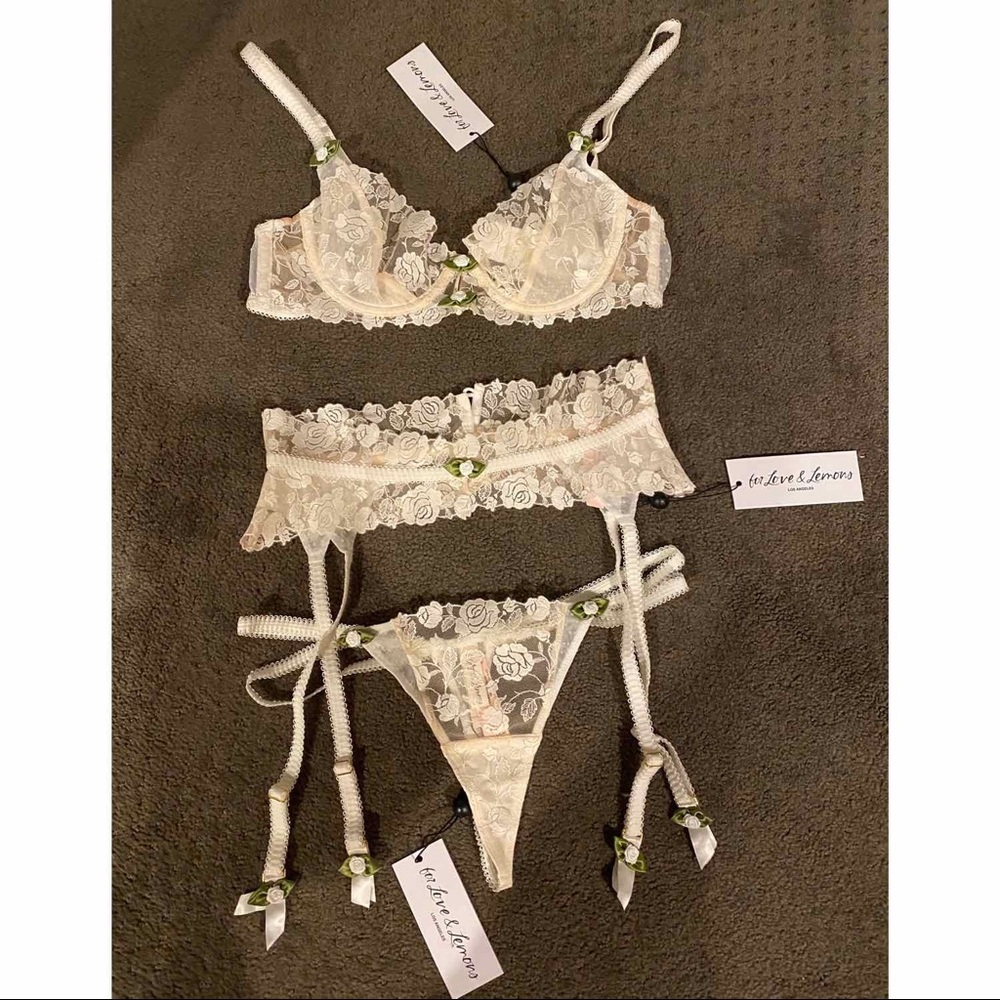 For Love and Lemons white and floral lingerie set